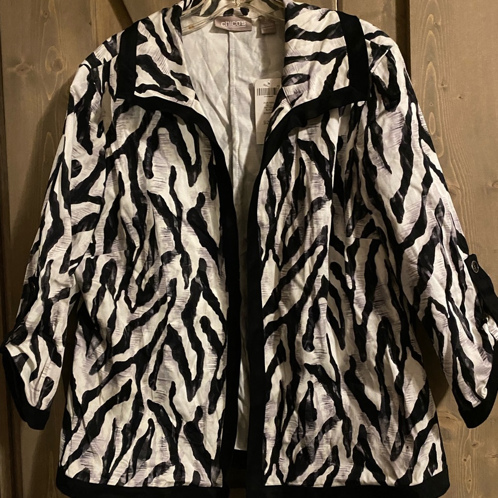 Chico’s Zebra Print Jacket NWT size 2